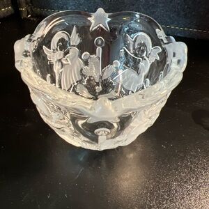 Vintage -‎ 3" Mikasa "Holiday Lights" Candle Holder, Angels Frosted Clear Glass